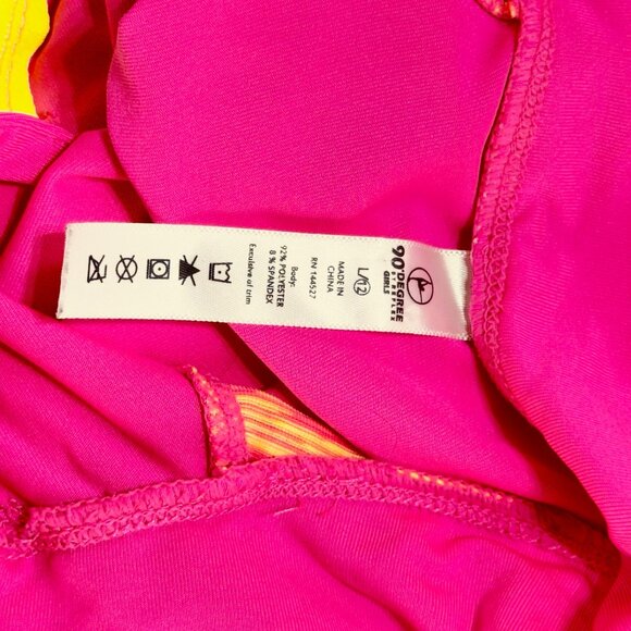 90 DEGREE Activewear Top Girls Pink Color-block Stretch LS  Pullover Size L/12 - Picture 6 of 7